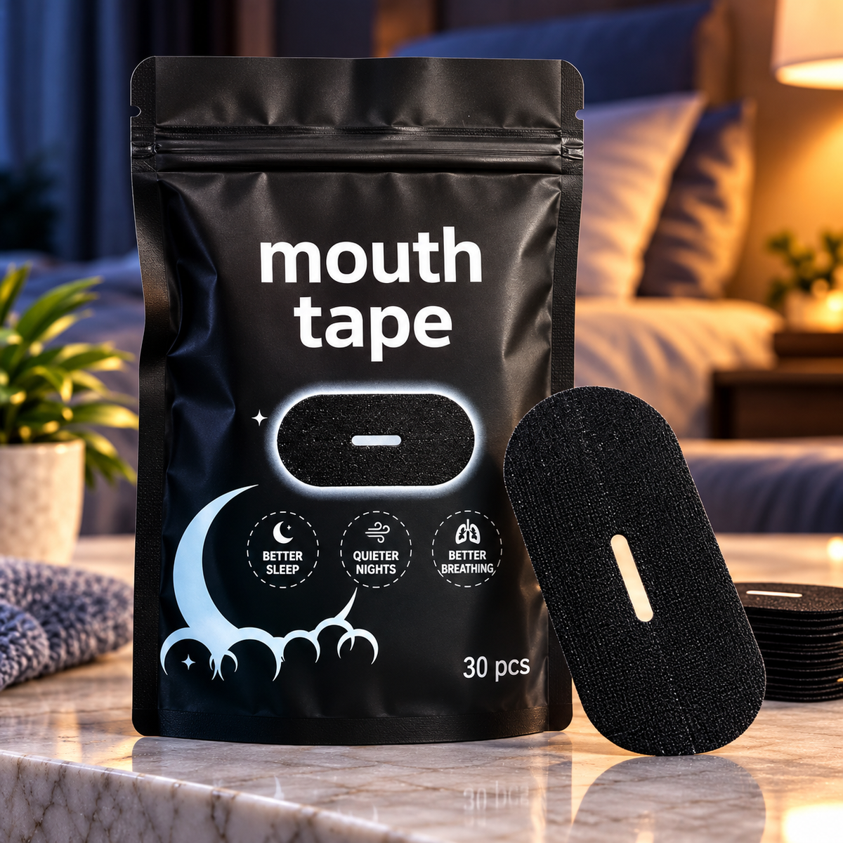 Zzzen Tape For Him – black sleep mouth tape, 30 strips